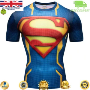 Mens Compression Top Armour Base Layer Gym Superhero Cycling Run Movie Theme - Picture 1 of 5