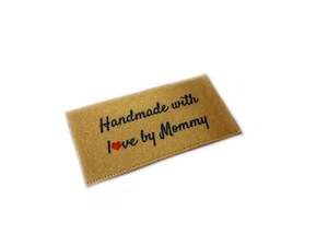 Handmade with love by Mommy labels tags - Sew In Gold Ribbon - 25x40mm Flat - Picture 1 of 1