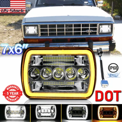 Faro LED 7x6" haz sellado alto/bajo DRL luz de giro para Ford Bronco II 1984-1998 Foto 1 de 4