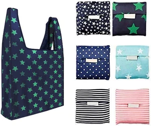 6 Pack Reusable Shopping Grocery Bags with Pouch Foldable, Washable , 35LB Weigh - Picture 1 of 6