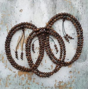 108 Cuentas Exótica Indonesia Espina Nibung Mala 9 MM Meditación Budista Oración - Imagen 1 de 10