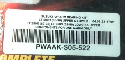 PIVOT WORKS PWAAK-S05-522 SUZUKI ARM BEARING KIT 1 A-ARM ONLY LT500R - Image 1 of 3