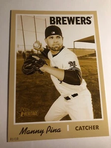 2019 Topps Heritage Jumbo 5x7 Manny Pina Brewers 333 01/10 - Picture 1 of 1