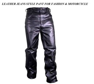 MEN'S LEATHER PANTS MOTORCYCLE FASHION Bike Riding Motorbike Jeans Style Pants