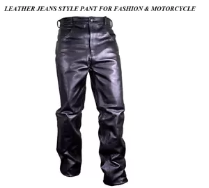 PANTALONES DE CUERO PARA HOMBRE MOTO MODA Bicicleta Motocicleta Jeans Estilo Pantalones - Imagen 1 de 3