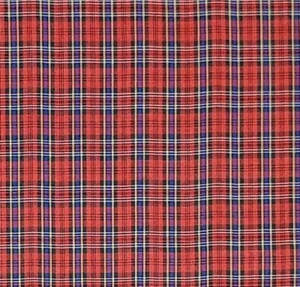 Tartan Plaid Fabric Poly cotton  23 Light Wt Red Blue Yellow White 3/8+ YARD - Picture 1 of 2