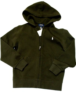 New Boy's Polo Ralph Lauren Full Zip Hoodie - Olive Green - Size 7 - Picture 1 of 3