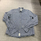 Abercrombie Fitch Shirt Mens 2XL XXL Button Up Muscle Blue White Plaid Casual