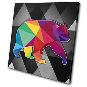 Impresión de imágenes de arte de pared de lienzo único de animales de oso colorido brillante - Imagen 1 de 1