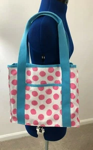Hanna Andersson Tote Canvas Bag Pink Polka Dot Open Lightweight Swimming Summer - Picture 1 of 4
