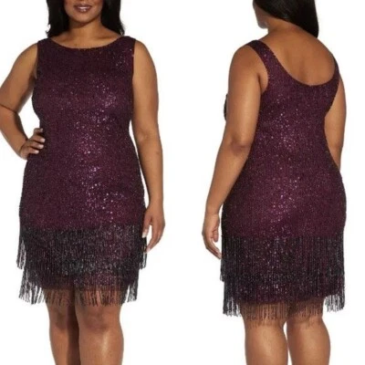 🌻全新带标签 Adrianna Papell 手工头条纹换装连衣裙 18W $279 零售 — 第 1/4 张图片