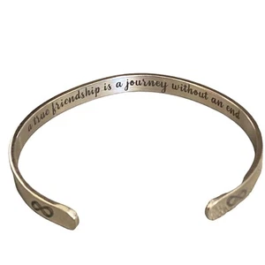 Women’s Silver Friendship Cuff Bracelet Infinity Sign Bangle Metal Gift 7 in - Picture 1 of 3