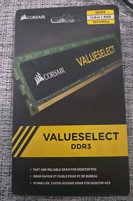 CORSAIR VALUE SELECT 4GB DDR3 1600MHz CL11 CMV4GX3M1A1600C11 DIMM PC RAM 240p - Image 1 of 2