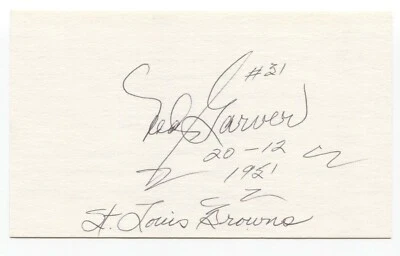 Ned Garver Signed 3x5 Index Card Baseball Autographed Signature  - Image 1 of 2