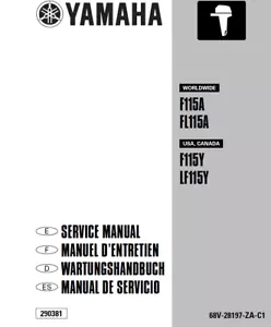 Yamaha F115A FL115A Outboard Motor Service Manual 2000-2014