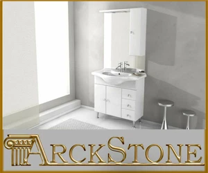 Gemma Bathroom Furniture 85cm White Ceramic Mirror Hanging Classic LED