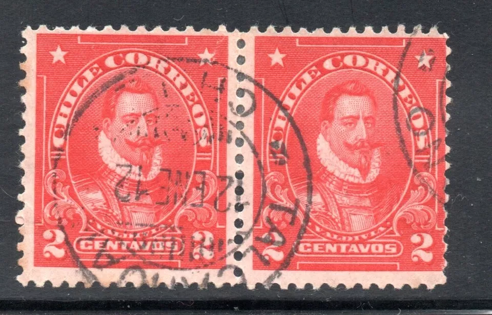 CHILE, PAREJA DE SELLOS VALDIVIA, MATASELLOS DE TALCAHUANO   (PFO-095) - Image 1 of 1