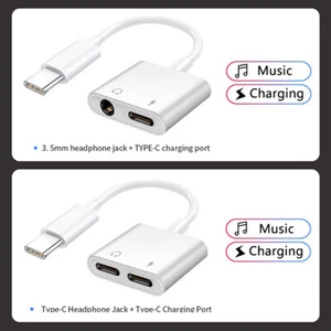 Type C to 3.5 mm and Charger 2 in1 Headphone Audio Jack USB C Cable Adapter USA - Picture 1 of 23