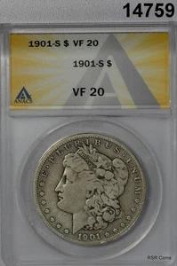 1901 S MORGAN SILVER DOLLAR ANACS CERTIFIED VF20 ORIGINAL! #14759 - Picture 1 of 3