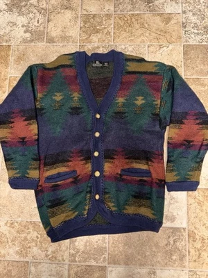 Vintage Structure Cardigan Sweater Adult XL Aztec Southwestern 100% Wool - Image 1 of 4