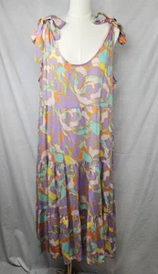 Proud Poppy Colorful Tiered Dress Size 14 Lagenlook Summer Vacation - Picture 1 of 6