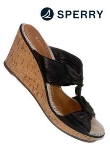 Sperry Women’s Top-Sider Shoreham Wedge Sandals – Black – Size 7M - Picture 1 of 10