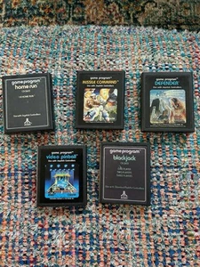Atari 2600 Games- Defender, Missle Command, Pinball, Homerun, Blackjack - Picture 1 of 2
