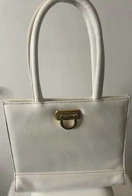 Vintage 1960s Jane Shilton White Leather Handbag - Image 1 of 4