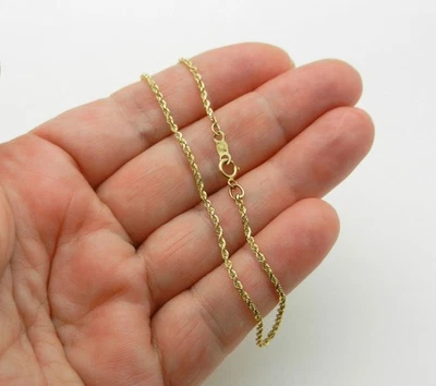 Pulsera tobillera estilo cuerda oro amarillo 14K sólido 11" de largo Foto 1 de 4