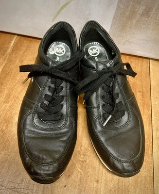 Michael Kors Black Leather Women’s Sneakers, Size 8 Tennis Shoes - Image 1 of 4