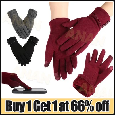 Women Ladies Winter Gloves Warm Fleece Anti-slip Thermal Touch Screen Gloves UK - Image 1 of 4