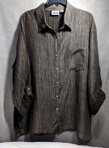 Chicos Design Sz 3 US XL Silk & Linen Blend Brown crinkled fabric - Picture 1 of 8