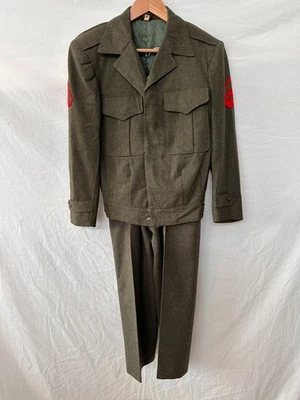 WWII USMC Marine Corps Ike Jacket Green Wool Uniform VGC - Image 1 of 4