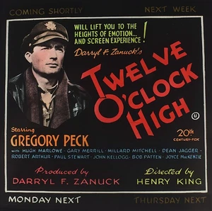 TWELVE OCLOCK HIGH 1949 CINEMA MOVIE FILM ADVERT Vintage Magic Lantern Slide - Picture 1 of 5