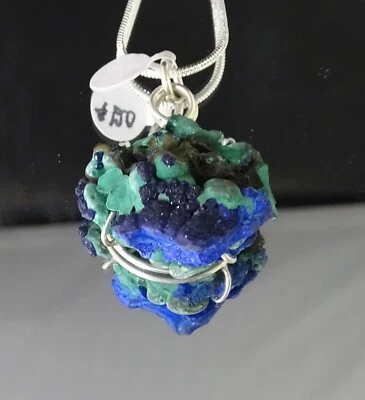 COLGANTE AZURITA/CRISCOCOLA HECHO A MANO EN PLATA DE LEY. ¡¡ROCA NATURAL!!! Foto 1 de 4