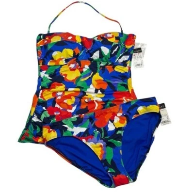 Regata Lauren Ralph Lauren Bandeau Halter e calcinha de biquíni hipster floral - Imagem 1 de 4