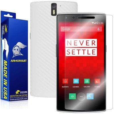 ArmorSuit MilitaryShield OnePlus One Screen Protector + White Carbon Fiber Skin - Image 1 of 4