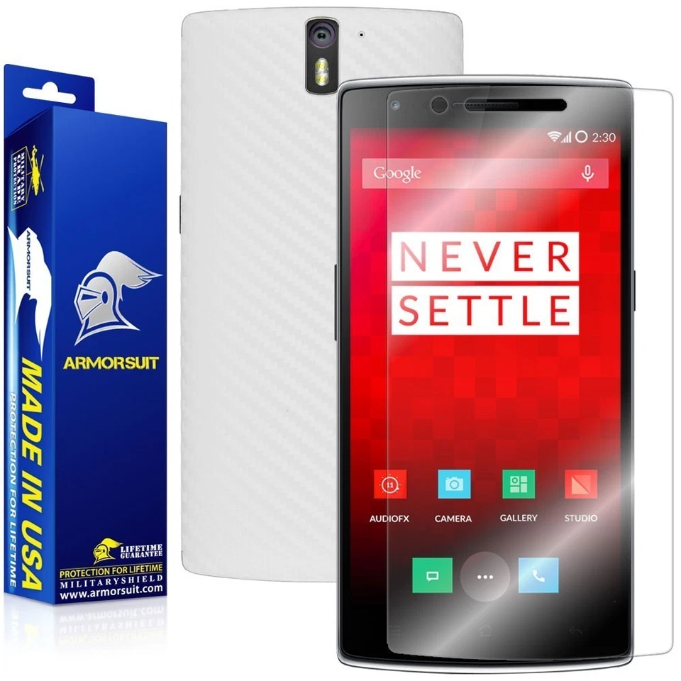 ArmorSuit MilitaryShield OnePlus One Screen Protector + White Carbon Fiber Skin - Image 1 of 4
