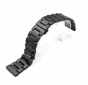 Black Ceramic Bracelet Watch Band Strap Butterfly Deployment Clasp 14 ~ 22 MM - Picture 1 of 3