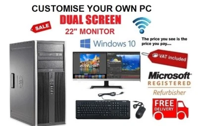 HP  Quad Core i5 i7 PC RAM HDD SSD Windows 10 Desktop Computer Wifi  Warranty - Image 1 of 3