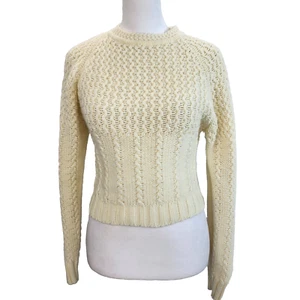 Vintage 70's Hand Loomed Hand Full Fashioned Import Cable Knit Sweater Small - Picture 1 of 12