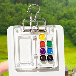 Mini 8/15 Grid Watercolor Box Watercolor Palette Travel Painting Canvas - Picture 1 of 12