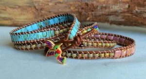 Hummingbird Wrap Bracelet Multi-color Leather Wrap Multi-Wrap Handmade by Yevga - Picture 1 of 6