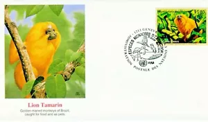FDC Monkey Lion Tamarin Fleetwood Endangered Species UN Stamp - Picture 1 of 2