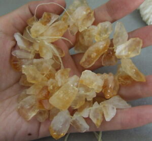 Natural Yellow Citrine 12x22mm Top-Drilled Rough Raw 15.5''  Strand