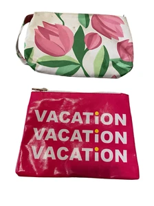 Lot of 2 Cosmetics Travel Bags Vacation Makeup Case Toiletry Beauty - Picture 1 of 8