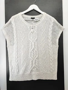Talbots Women's White Linen Cotton Cable Knit Vest Sweater Size XL - Picture 1 of 8