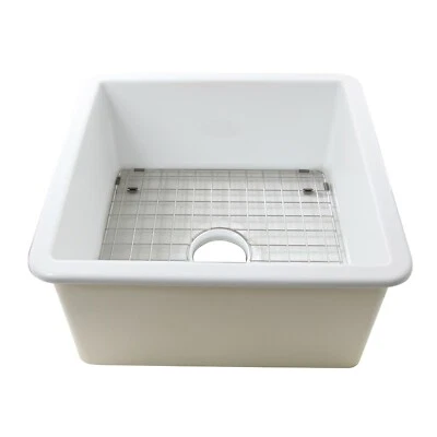 Highpoint Collection 18" Single Bowl Fireclay Island , Bar or Prep Sink White