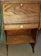 Antique Wood Oak Child's Slant Top Desk