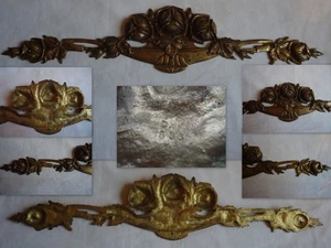 ANCIEN FRONTON BRONZE DECOR ROSES FLEURS NUMEROTE DW 588 - Imagen 1 de 1